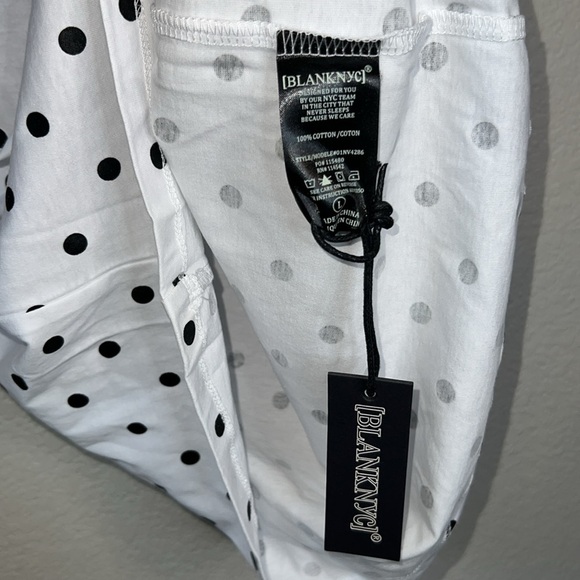 Blank NYC White Polka Dot Muscle Shoulder Pad Top Size L - Picture 9 of 9